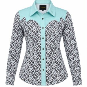 Camisa Vaquera Dama Turquesa Encaje