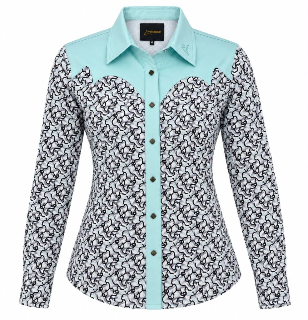 Camisa Vaquera Dama Turquesa Encaje