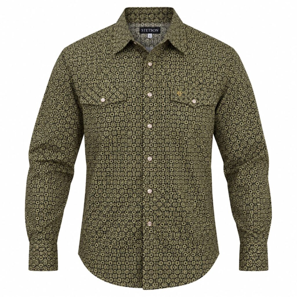 Camisa Stetson Caballero Olivo Geométrica