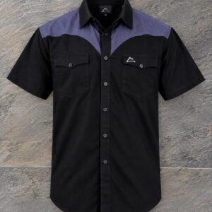 Camisa Vaquera Caballero Negra con Canesú Morado