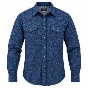 Camisa Stetson Caballero Azul Floral Western