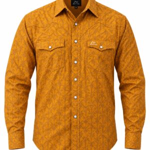 Camisa Vaquera Caballero Mostaza Geométrica