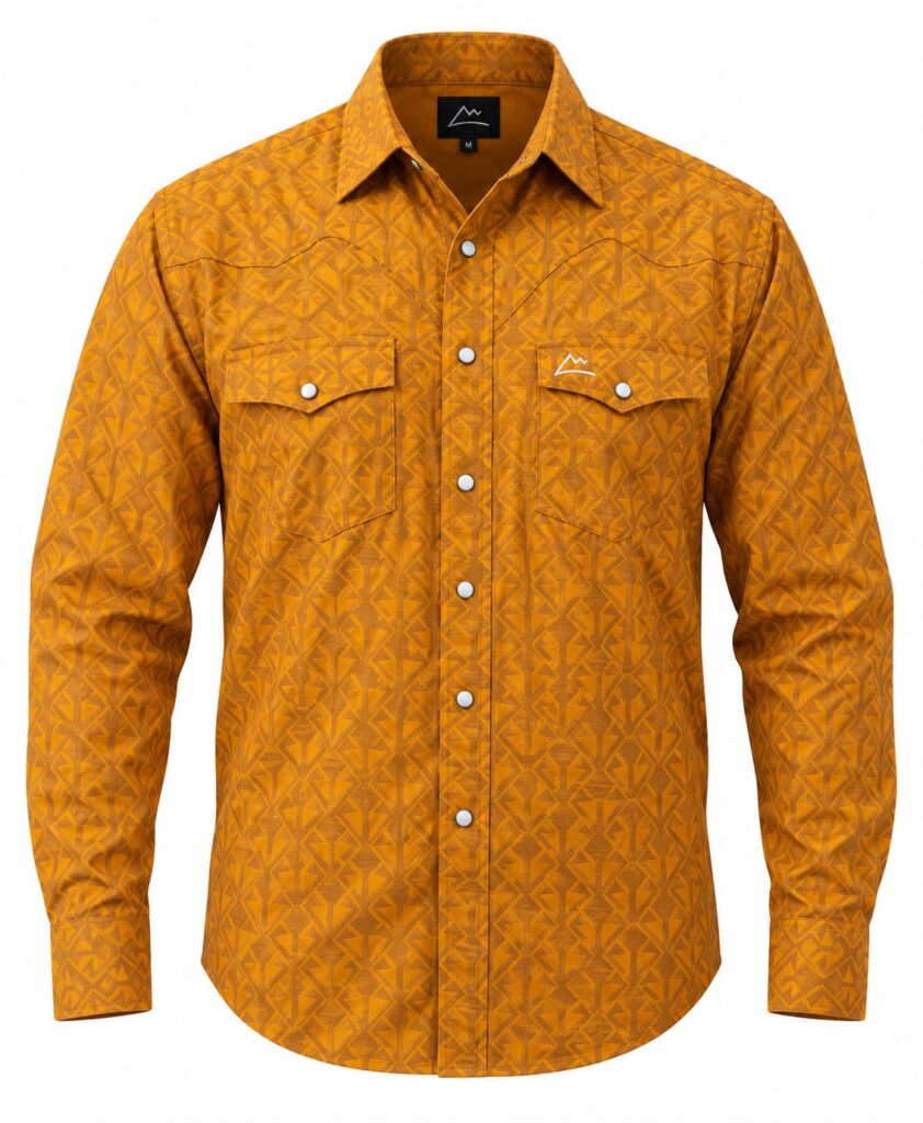 Camisa Vaquera Caballero Mostaza Geométrica