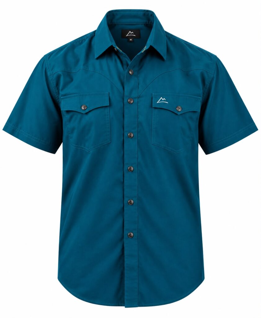 Camisa Vaquera Caballero Azul Petróleo Clásica