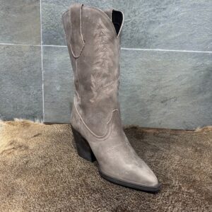 Bota Vaquera Dama Gris Taupe Bordada