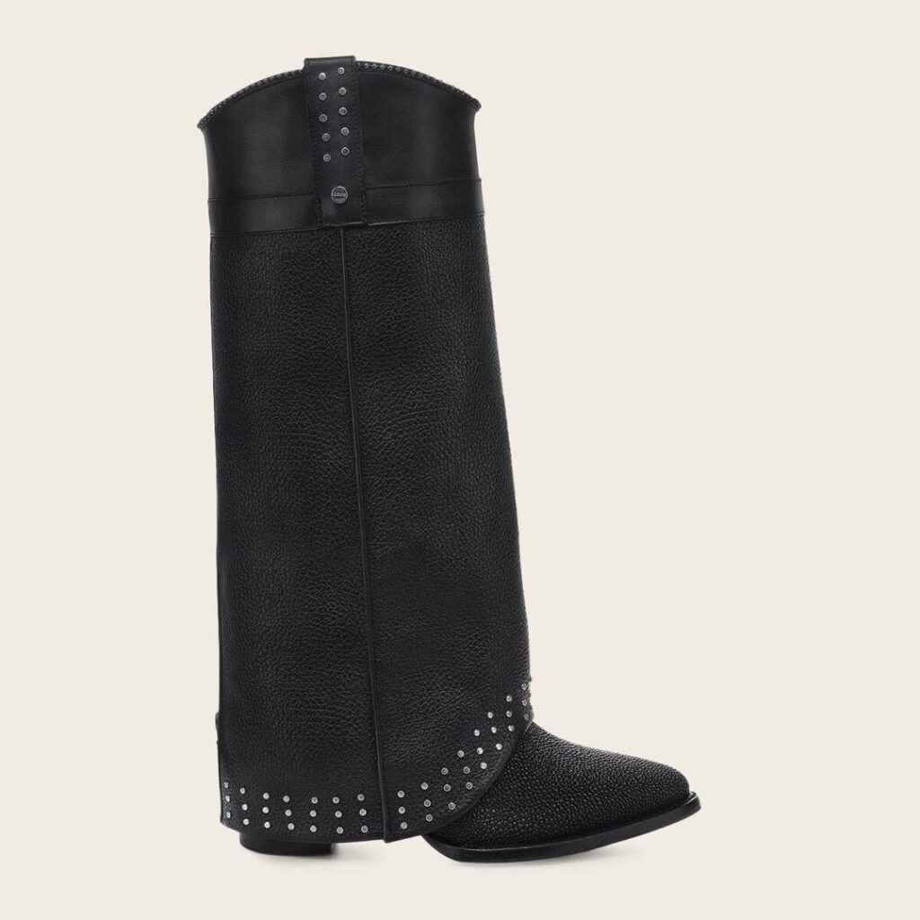 Bota Alta Dama Negra con Estoperoles Western