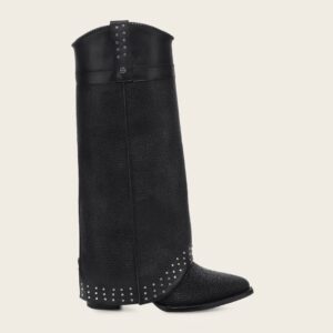Bota Alta Dama Negra con Estoperoles Western
